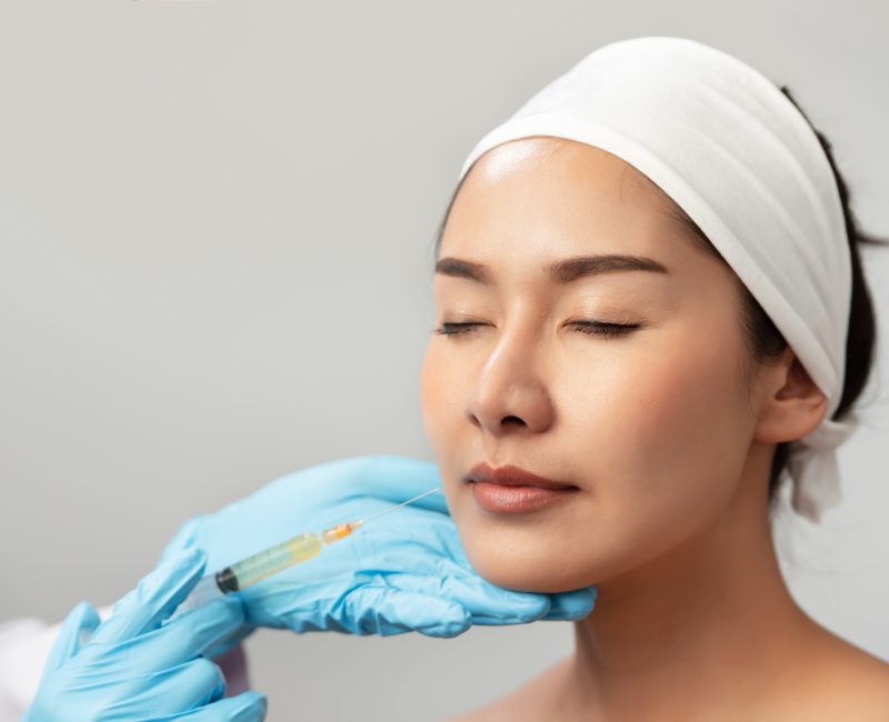 Cheek filler injection treatment injection. Woman face plastic by Allure Aesthetics MD in SUGAR LAND, TX